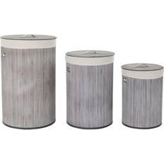 Bambu Korit Dkd Home Decor Set of Grey Polyester Bamboo (38 x 38 x 60 cm) (3 Pieces) Basket