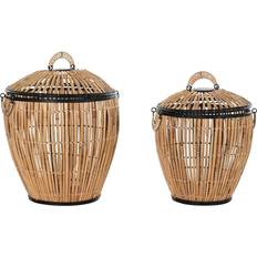 Metall Körbe Dkd Home Decor Set of Natural Metal Rattan (48 x 48 x 55 cm) (2 Pieces) Korb