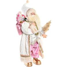 Rosa Julpynt Dkd Home Decor Jul Tomte Trä Polyester PVC (32 x 20 x 60 cm) (2 antal) Julpynt