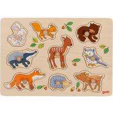 Animales Rompecabezas con Pomo Goki Steckpuzzle Waldtiere