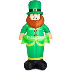 GlitzHome St. Patrick's Day Lighted Inflatable Leprechaun Decor