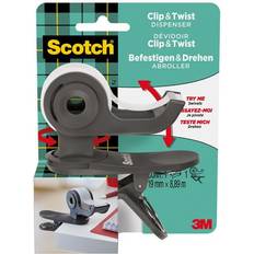 Gris Cintas adhesivas de escritorio y dispensadores de cinta adhesiva 3M Dispenador Clip&Twist C19 Gris Con Rollo Cinta Invisible 19 mm x 8.89 m Magic C19-CLIP-CG-EMEA SCOTH 7100225277