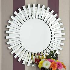 MirrorOutlet 'Starburst' All Glass Stylised Round 91 x 91 CM Wall Mirror
