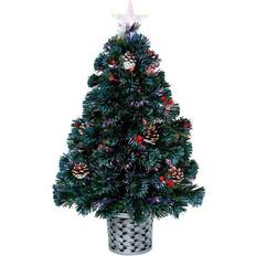 Red Christmas Trees Premier Fiber Optic Cones & Berries Christmas Tree 80cm