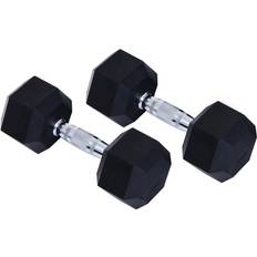 Fitness Homcom Rubber Hexagonal Dumbbells 2x10kg