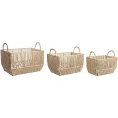 Holz Körbe Dkd Home Decor set Metal Natural Fibre (40 x 30 x 25 cm) Basket