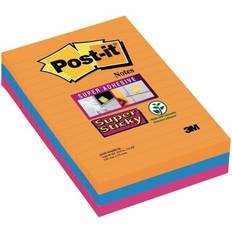 3M Post-it Super Sticky Notes Boost, 3 linjerede blokke, 101 mm x 152 mm