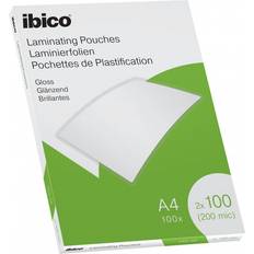 Films de plastification Ibico Pochettes de Plastification A4, 200 Microns (2x100) Paquet De 100 Finition Brillante 627317