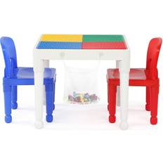 Toys Humble Crew Kids 2 in 1 Building Blocks Compatible Activity Table & 2 Chairs Set with 100pcs