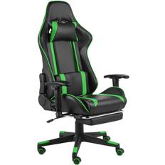 Sedie da gioco vidaXL Sedia Da Gaming Girevole Con Poggiapiedi Verde In Pvc