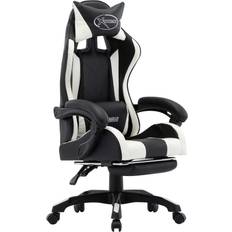 vidaXL Gaming-Stuhl mit Fußstütze Weiß und Schwarz Kunstleder
