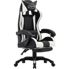 vidaXL Silla Gaming Con Reposapiés Cuero Sintético Blanco Y Negro