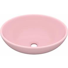 Lavabos de salle de bain vidaXL Lavabo Ovale De Luxe Rose Mat 40x33 cm Céramique