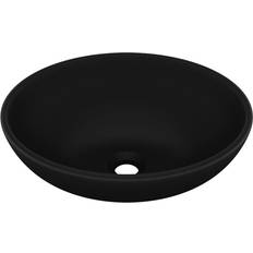 Encimera - Fregadero individual Lavabos de baño vidaXL Lavabo De Lujo Ovalado Cerámica Negro Mate 40x33 cm