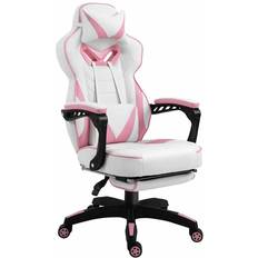 White Gaming Chairs Vinsetto Gaming Chair with Retractable Footrest Pink