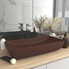 Lavabos de salle de bain vidaXL Lavabo De Luxe Rectangulaire Marron Foncé Mat 71x38 cm