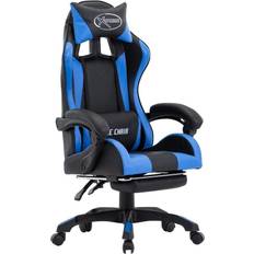 Be Basic Silla Gaming Vidaxl Con Reposapiés Cuero Sintético Azul Y Negro