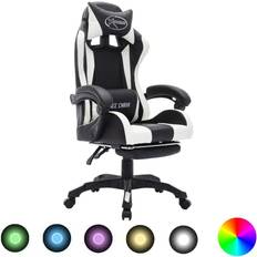 RGB LED belysning Gamingstolar Basic Home Gamingstol med RGB LED-lampor vit och svart konstläder