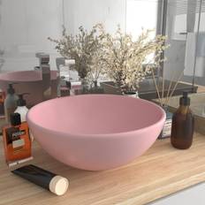 vidaXL Luxus-Waschbecken Rund Matt Rosa 32,5 x 14 cm Keramik
