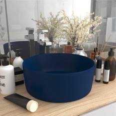 vidaXL Luksuriøs Håndvask 40 x 15 cm Rund Keramik Mat Mørkeblå