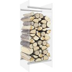 vidaXL Firewood Rack Transparent 40x35x100 cm Tempered Glass