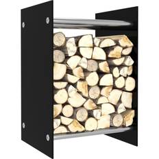 vidaXL Firewood Rack Black 40x35x60 cm Glass