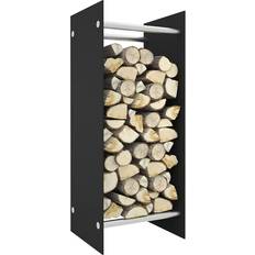 vidaXL Firewood Rack Black 40x35x100 cm Tempered Glass