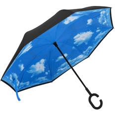 vidaXL Paraply 108 cm C-håndtag sort