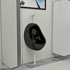 Sort Toiletter vidaXL Væghængt Urinal Med Skylleventil Keramisk Sort