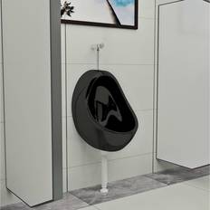 VidaXL Toilets vidaXL Wall Hung Urinal with Flush Valve Ceramic Black Black