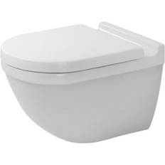 Duravit Water Toilets Duravit Starck 3 21 1/4" Dual Flush One-Piece Wall Mounted Elongated Toilet in White Finish In White Alpin, 2225090092