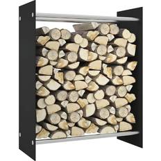 vidaXL Firewood Rack Black 80x35x100 cm Tempered Glass