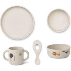 Baby Dinnerware on sale Liewood Vivi Silicone Tableware Set 4-pack Safari Sandy Mix