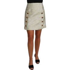 Gonna midi - Oro Gonne Dolce & Gabbana Gold Brocade Crystal Jaquard Mini Skirt