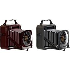 Rød Vægdekorationer Dkd Home Decor Namizna ura Bourgogne Fotografiapparat Rød Mørkegrå Jern Vintage (19 x 15 x 20 cm) (2 enheder) Vægdekorationer