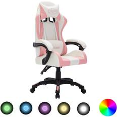 RGB LED Lights Artificial Leather Gaming Chair - Pink and Black