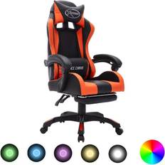 Gaming-Stühle Basic Home Gamingstol med RGB LED-lampor orange och svart konstläder