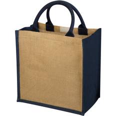 Naturfarvet Muleposer Bullet Chennai Jute Gift Tote (30 x 19 x 30cm) (Natural/Navy)