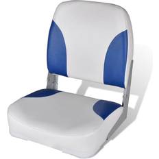 Náutica vidaXL Asiento de barco respaldo plegable cojín azul blanco 41x36x48cm