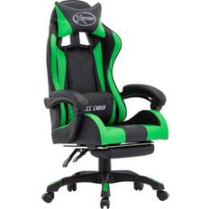 vidaXL Gamerstol Med Fodstøtte Kunstlæder Grøn Og Sort