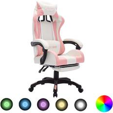 Gamestoelen Basic Home Racestoel met RGB LED-verlichting kunstleer roze en wit