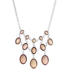 1928 Jewelry Link Statement Necklace - Silver/Brown