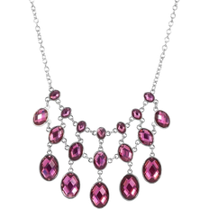 1928 Jewelry Link Statement Necklace - Silver/Purple