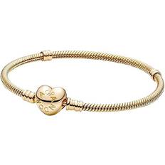 Pandora Gold Bracelets Pandora Moments Heart Lock Snake Chain Bracelet - Gold