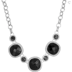 1928 Jewelry Square Collar Necklace - Silver/Black/Transparent