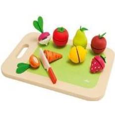 Wooden cutting board with fruits and vegetables, 9 pcs. (82320)