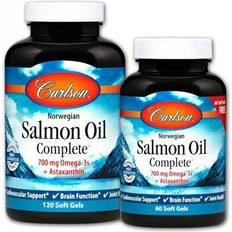 Omega 3s Carlson Salmon Oil Complete, 700 Mg Omega-3s Astaxanthin, Norwegian, Heart 60 stk