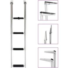 Échelles de bateau vidaXL Echelle d'Embarquement Pliable 4 Marches Télescopique Antidérapant Piscine Bateau Plate-forme de Support Sangle de Fixation Acier Inoxydable