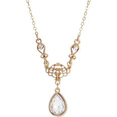 1928 Jewelry Curb Pendant Necklace - Gold/Transparent