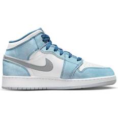 Nike Jordan 1 Mid SE GS - French Blue/White/Light Steel Gray/Fire Red